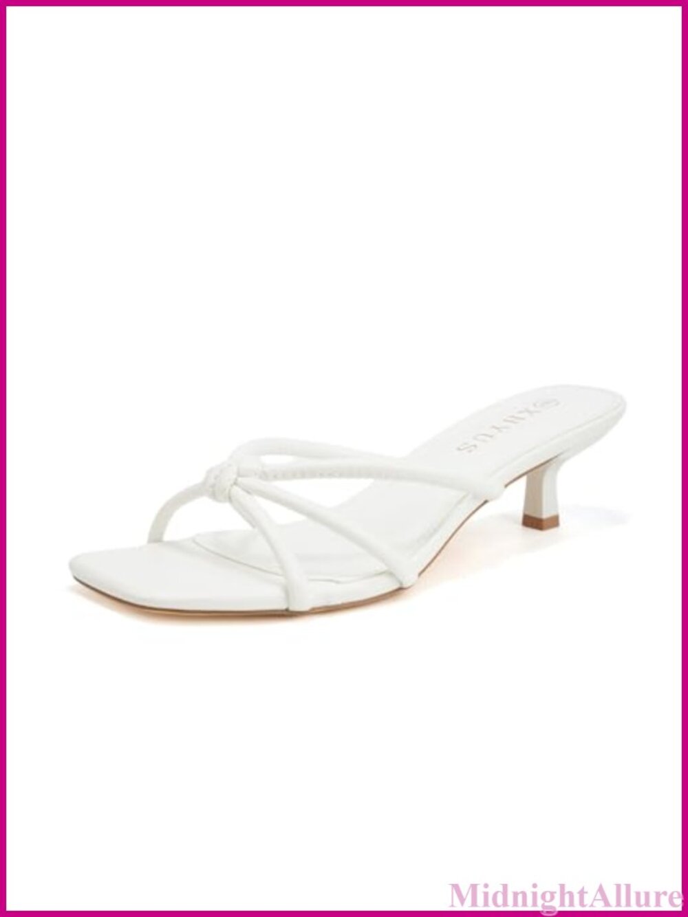 Spaghetti Strap Square Open Toe Kitten Heel Mule Sandals - Picture 1 of 6
